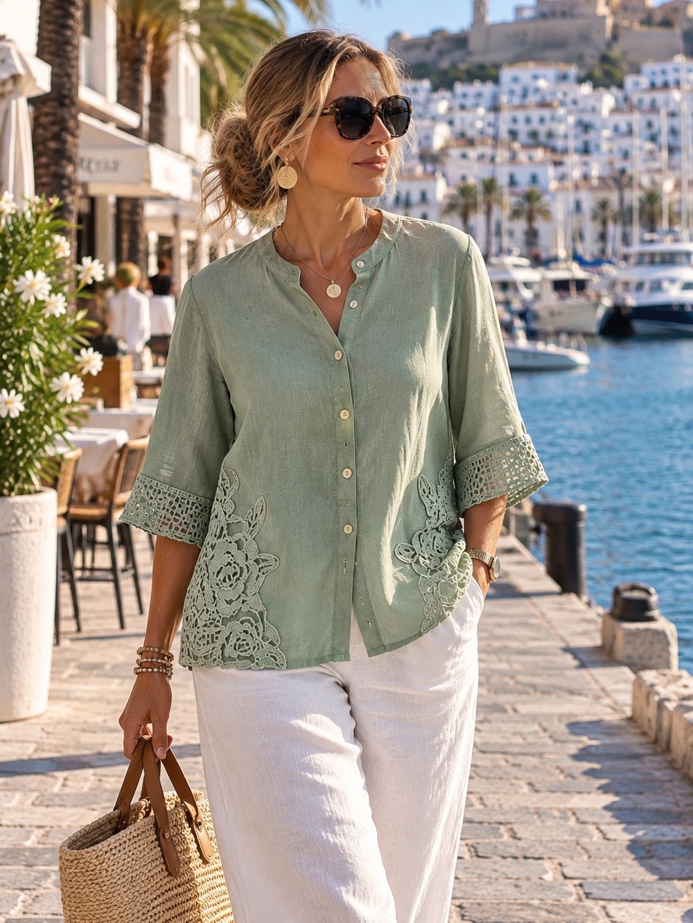 NWT Leo & Nicole Green Button-Down Blouse Size: XL